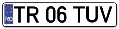 Placuta inmatriculare numar auto  TR-06-TUV, TR 06 TUV, TR06TUV