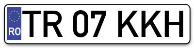 Placuta inmatriculare numar auto  TR-07-KKH, TR 07 KKH, TR07KKH
