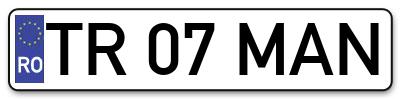 Placuta inmatriculare numar auto  TR-07-MAN, TR 07 MAN, TR07MAN