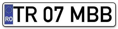 Placuta inmatriculare numar auto  TR-07-MBB, TR 07 MBB, TR07MBB