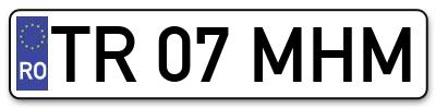 Placuta inmatriculare numar auto  TR-07-MHM, TR 07 MHM, TR07MHM