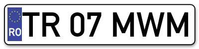 Placuta inmatriculare numar auto  TR-07-MWM, TR 07 MWM, TR07MWM