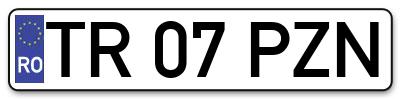Placuta inmatriculare numar auto  TR-07-PZN, TR 07 PZN, TR07PZN