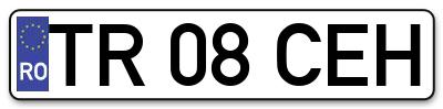 Placuta inmatriculare numar auto  TR-08-CEH, TR 08 CEH, TR08CEH