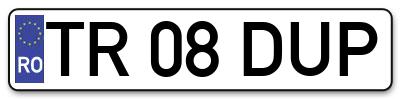 Placuta inmatriculare numar auto  TR-08-DUP, TR 08 DUP, TR08DUP