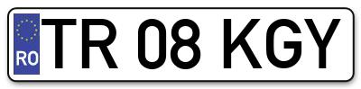 Placuta inmatriculare numar auto  TR-08-KGY, TR 08 KGY, TR08KGY