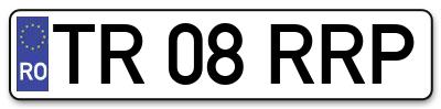 Placuta inmatriculare numar auto  TR-08-RRP, TR 08 RRP, TR08RRP
