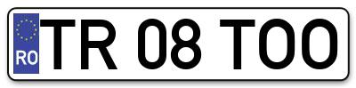 Placuta inmatriculare numar auto  TR-08-TOO, TR 08 TOO, TR08TOO