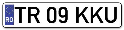 Placuta inmatriculare numar auto  TR-09-KKU, TR 09 KKU, TR09KKU