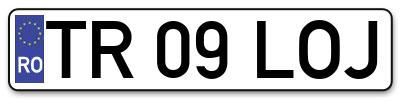Placuta inmatriculare numar auto  TR-09-LOJ, TR 09 LOJ, TR09LOJ