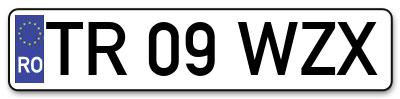 Placuta inmatriculare numar auto  TR-09-WZX, TR 09 WZX, TR09WZX