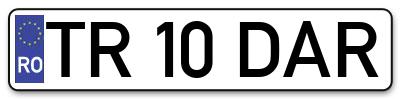 Placuta inmatriculare numar auto  TR-10-DAR, TR 10 DAR, TR10DAR