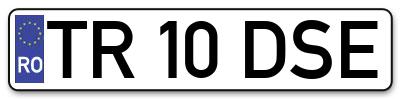 Placuta inmatriculare numar auto  TR-10-DSE, TR 10 DSE, TR10DSE