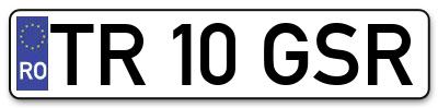 Placuta inmatriculare numar auto  TR-10-GSR, TR 10 GSR, TR10GSR