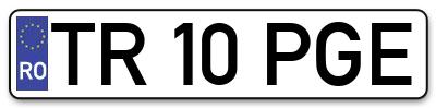 Placuta inmatriculare numar auto  TR-10-PGE, TR 10 PGE, TR10PGE