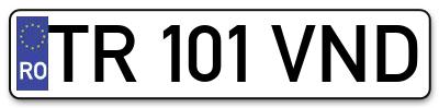 Placuta inmatriculare numar auto  TR-101-VND, TR 101 VND, TR101VND