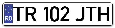 Placuta inmatriculare numar auto  TR-102-JTH, TR 102 JTH, TR102JTH