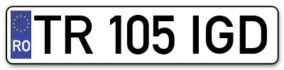 Placuta inmatriculare numar auto  TR-105-IGD, TR 105 IGD, TR105IGD