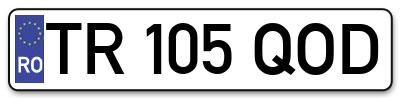 Placuta inmatriculare numar auto  TR-105-QOD, TR 105 QOD, TR105QOD