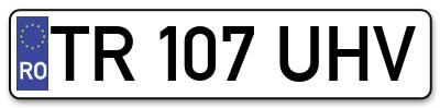 Placuta inmatriculare numar auto  TR-107-UHV, TR 107 UHV, TR107UHV