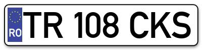 Placuta inmatriculare numar auto  TR-108-CKS, TR 108 CKS, TR108CKS