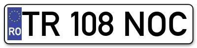 Placuta inmatriculare numar auto  TR-108-NOC, TR 108 NOC, TR108NOC