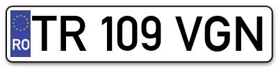 Placuta inmatriculare numar auto  TR-109-VGN, TR 109 VGN, TR109VGN