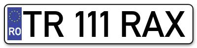 Placuta inmatriculare numar auto  TR-111-RAX, TR 111 RAX, TR111RAX