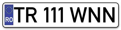 Placuta inmatriculare numar auto  TR-111-WNN, TR 111 WNN, TR111WNN