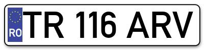 Placuta inmatriculare numar auto  TR-116-ARV, TR 116 ARV, TR116ARV