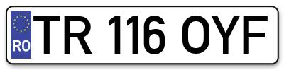 Placuta inmatriculare numar auto  TR-116-OYF, TR 116 OYF, TR116OYF