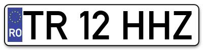 Placuta inmatriculare numar auto  TR-12-HHZ, TR 12 HHZ, TR12HHZ