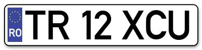 Placuta inmatriculare numar auto  TR-12-XCU, TR 12 XCU, TR12XCU