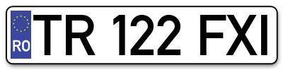 Placuta inmatriculare numar auto  TR-122-FXI, TR 122 FXI, TR122FXI