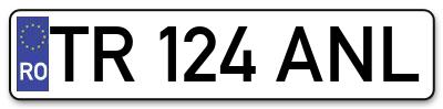 Placuta inmatriculare numar auto  TR-124-ANL, TR 124 ANL, TR124ANL