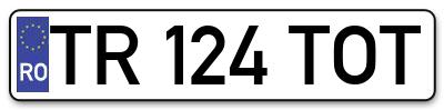 Placuta inmatriculare numar auto  TR-124-TOT, TR 124 TOT, TR124TOT