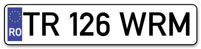 Placuta inmatriculare numar auto  TR-126-WRM, TR 126 WRM, TR126WRM