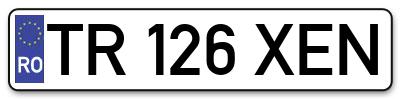 Placuta inmatriculare numar auto  TR-126-XEN, TR 126 XEN, TR126XEN