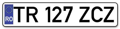 Placuta inmatriculare numar auto  TR-127-ZCZ, TR 127 ZCZ, TR127ZCZ
