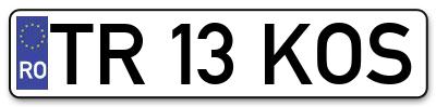 Placuta inmatriculare numar auto  TR-13-KOS, TR 13 KOS, TR13KOS