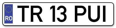 Placuta inmatriculare numar auto  TR-13-PUI, TR 13 PUI, TR13PUI