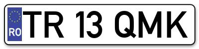 Placuta inmatriculare numar auto  TR-13-QMK, TR 13 QMK, TR13QMK
