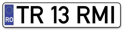 Placuta inmatriculare numar auto  TR-13-RMI, TR 13 RMI, TR13RMI