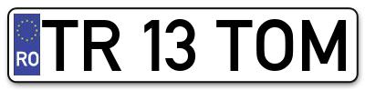 Placuta inmatriculare numar auto  TR-13-TOM, TR 13 TOM, TR13TOM