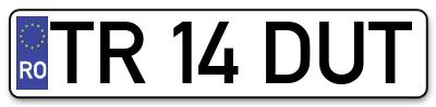 Placuta inmatriculare numar auto  TR-14-DUT, TR 14 DUT, TR14DUT