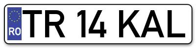 Placuta inmatriculare numar auto  TR-14-KAL, TR 14 KAL, TR14KAL