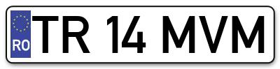 Placuta inmatriculare numar auto  TR-14-MVM, TR 14 MVM, TR14MVM