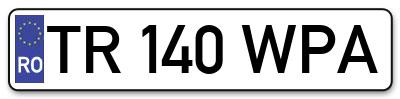 Placuta inmatriculare numar auto  TR-140-WPA, TR 140 WPA, TR140WPA