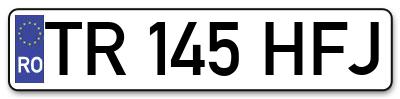 Placuta inmatriculare numar auto  TR-145-HFJ, TR 145 HFJ, TR145HFJ