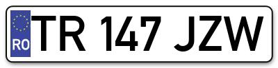 Placuta inmatriculare numar auto  TR-147-JZW, TR 147 JZW, TR147JZW